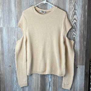 Asos cold arm tan sweater, ribbed, 10